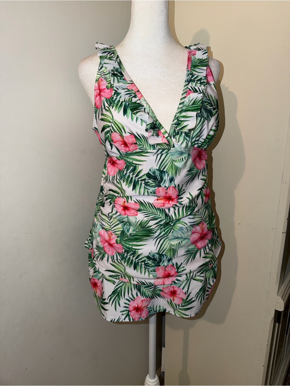 Tropical Pink Hibiscus Wrap Two-piece swimsuit